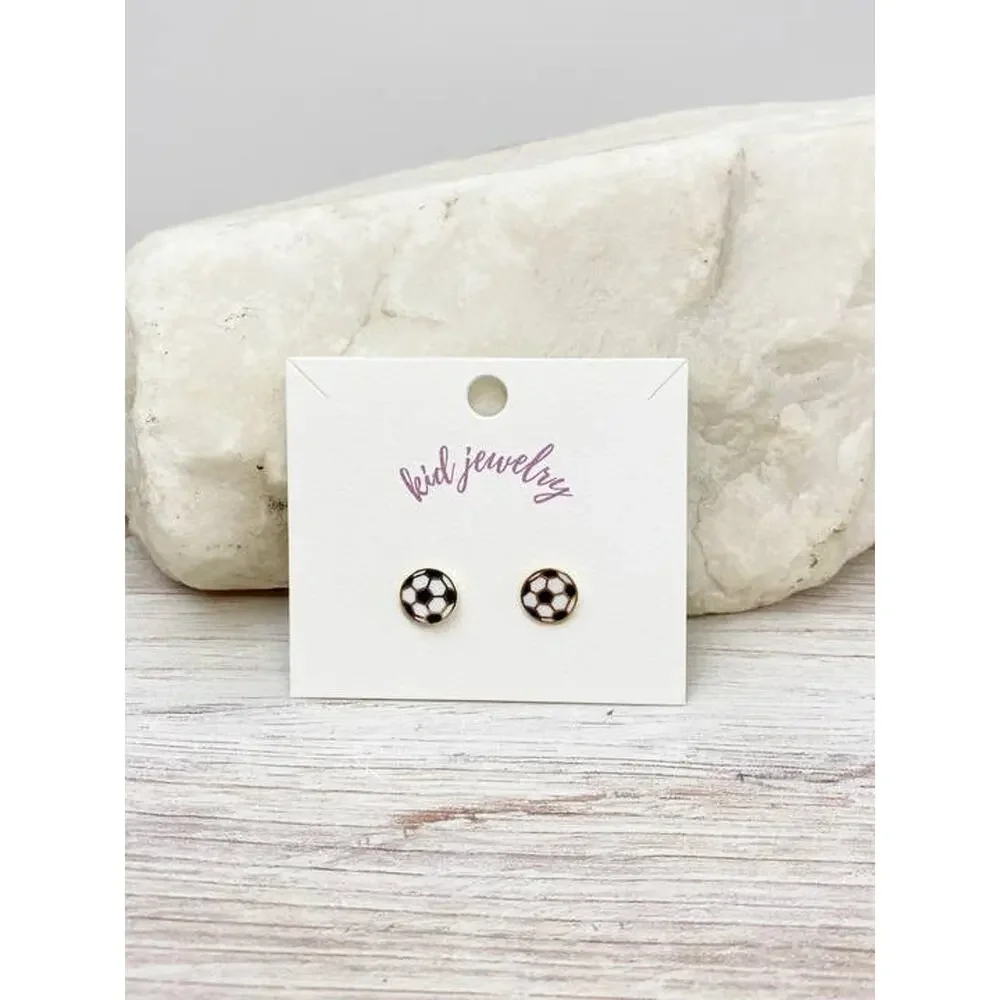 Kids Soccer Clip On Stud Earrings